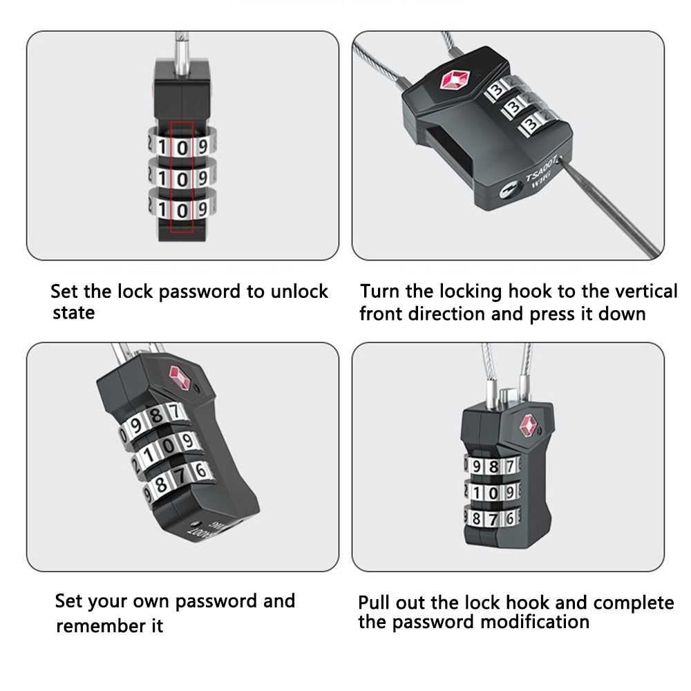 Padlock TSA Customs Code Lock Luggage Password Lock 3 Digit Combination