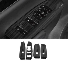 Glass Window Switch Lock Panel Trim For Ford Ranger 2023-2024 Black Wood Grain