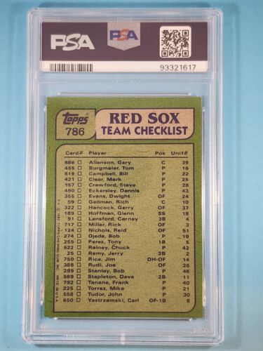1982 Topps Red Sox Leaders Carney Lansford Mike Torrez #786 PSA 9 como nuevo ⚾ - Imagen 2 de 2