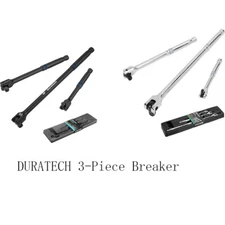 3-Piece Breaker Bar Set Black/Sliver180°Rotatable Head Premium Chrome Alloy