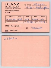 Ham Radio QSL QSO Postcard i6ANZ, Ascoli Piceno, Marche, Italy