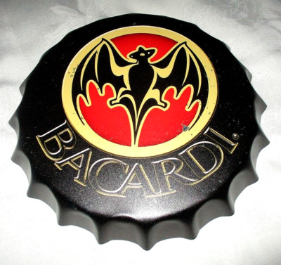 BACARDI RUM 3-Dimensional Metal Bottle Cap Wall Sign Decor #2 - NEW