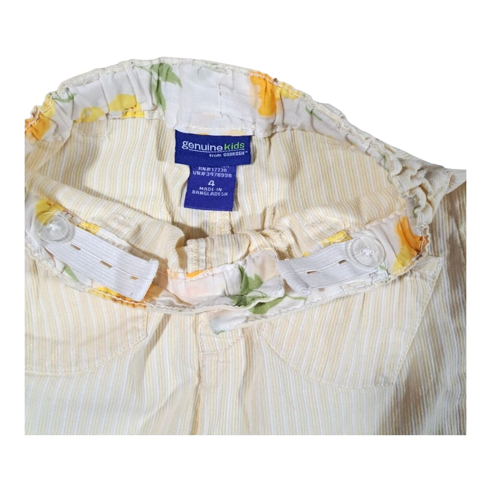 Pantalones ligeros Oshgosh genuinos niños niñas rayas amarillas talla 4 Foto 4 de 4