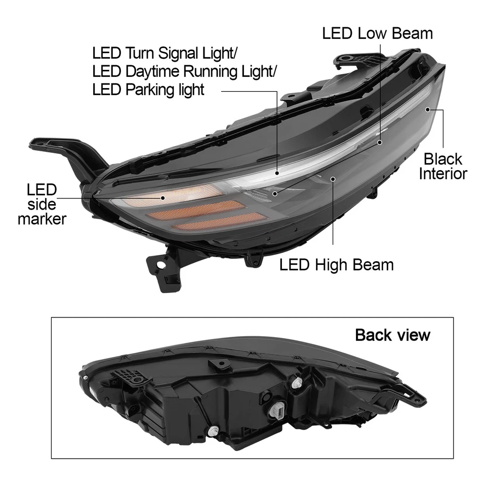 For 2023-2025 Honda Accord Full LED Headlight Headlamp (8-Pin) Passenger Side RH Foto 3 de 4