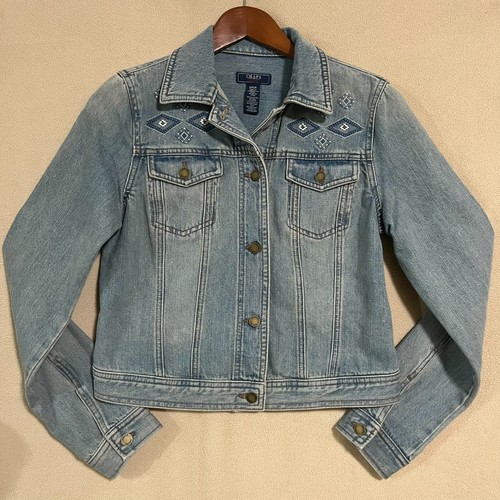 Chaps Ralph Lauren Damen Jeansjacke Small Boho Western bestickt Trucker