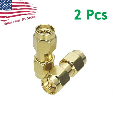 2Pcs SMA Male Plug to SMA Male Plug Straight RF Coaxial Adapter Connector 2X