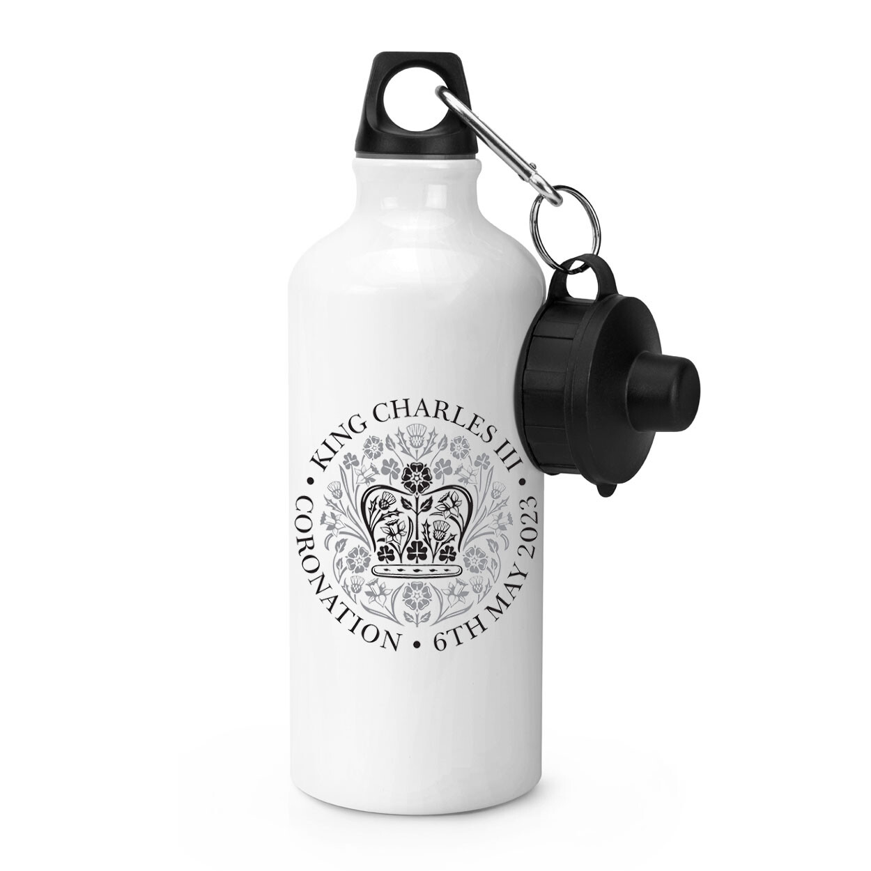 Coronation Emblem Black King Charles III Sports Bottle Kings Souvenir Gift