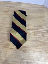Vintage Brooks Brothers Makers Silk Tie Gold Navy Red Repp Stripe Classic 55