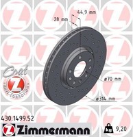 2X Zimmermann Bremsscheibe 430.1499.52 FüR Cadillac Saab Opel