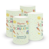 Itenga 6X Windlicht Motiv Hurra Ich Bin Ein Schulkind FüR Einschulung Party Deko