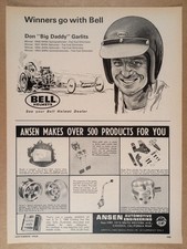 1968 Bell Helmets Don Garlits illustration vintage print Ad