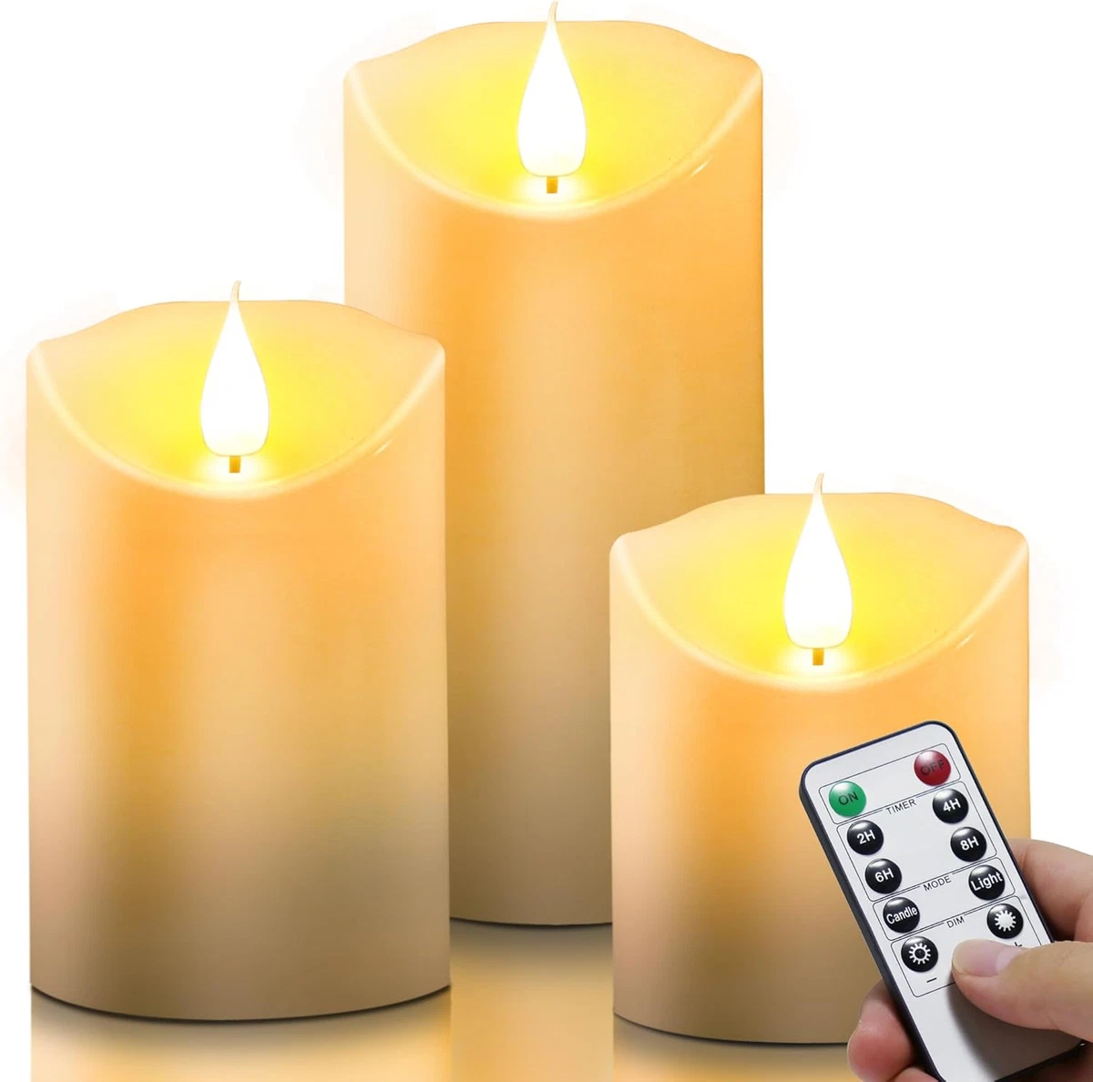 Candela LED in vetro con effetto fiamma, candela da interno bianco caldo, LED con
