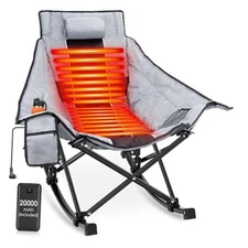  Heated Rocking Camping Chair - Oversized Heated Gray With 20,000 Mah Battery