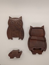 Owl Shaped Wooden Puzzle Box, Hidden Compartment - Handcrafted Rosewood