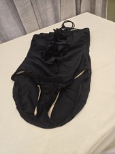 Vtg Sz 12 EUC Women's Shape Detector Swimsuit One Piece Black with Ruffled Top