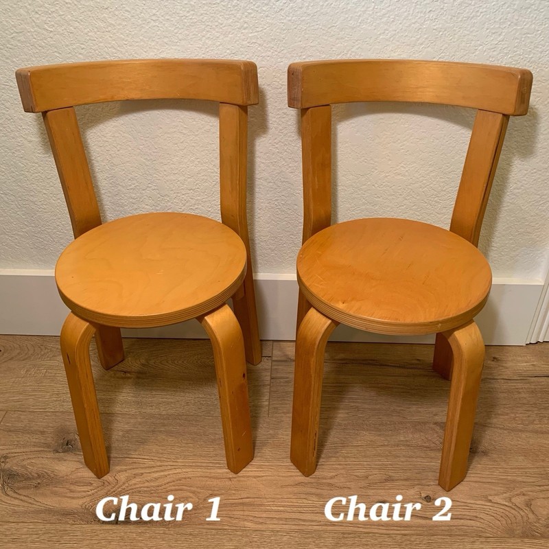 Vintage MCM Bentwood children’s Chair Set Of Two-Look Like Birch Alvar Aalto