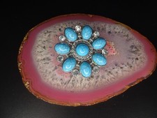 Beautiful Nihao Faux Turquoise / Glass Ring With Stretch Band 23.55g