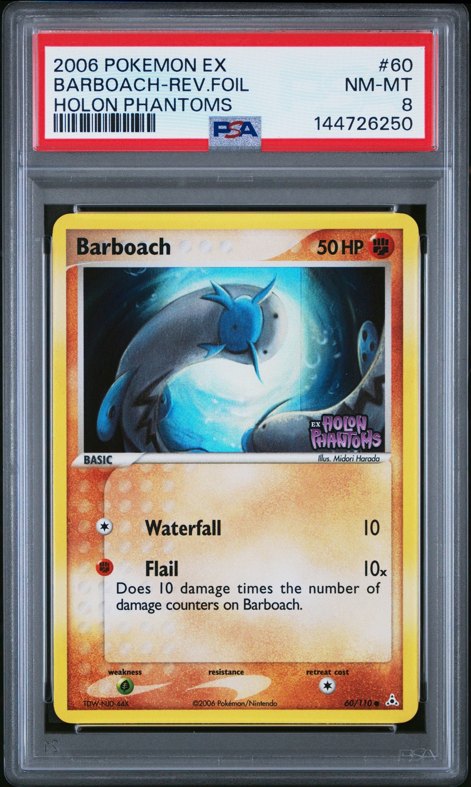 2006 POKEMON EX HOLON PHANTOMS #60 BARBOACH-REVERSE FOIL PSA 8