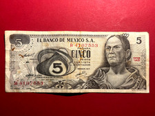 Mexican 5 Pesos Banknote 1971 Mexico Paper Money Currency Cinco Pesos Bridge