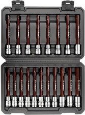 3/8-Inch Drive Extra Long Allen Hex Bit Socket Set 19PCS- Standard SAE  Metric