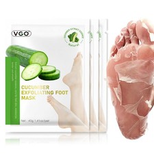 VGO 3 Pk Cucumber Natural Exfoliating Foot Mask Callus Remove Hydrating 4/28 13z