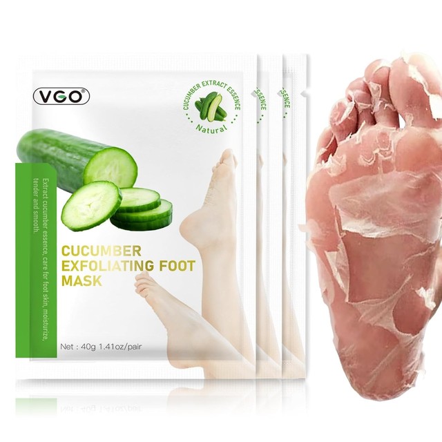 VGO 3 Pk Cucumber Natural Exfoliating Foot Mask Callus Remove Hydrating 4/28 13z