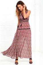 Lulu’s Paisley Maxi Dress Size Small | Lace-Up Front Bohemian Romantic