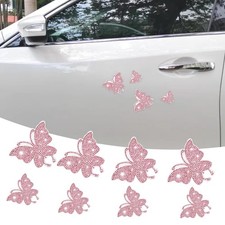 8PCS Bling Crystal Butterfly Car Decals, Auto Decoration Rhinestone Stickers Bli