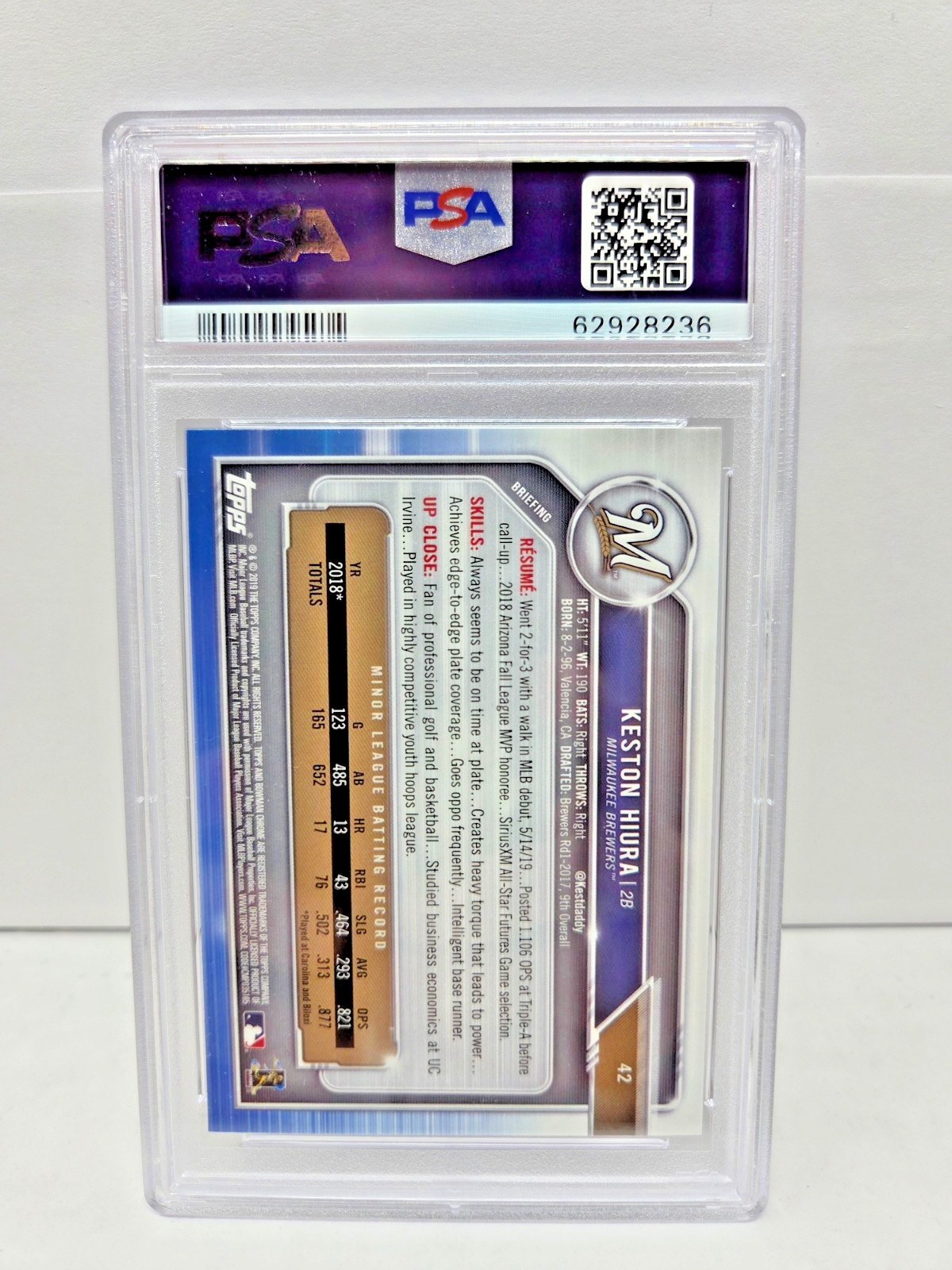 2019 Bowman Chrome KESTON HIURA RC Rookie Baseball Card PSA 10 GEM MINT view 2