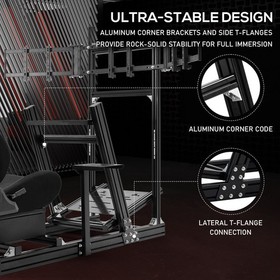 Supllueer 4080 Aluminum Racing Simulator Cockpit With Triple Monitor Mount &Seat