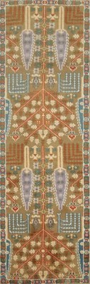 Elegant 8ft Earth-Toned Runner Rug with Unique Tribal Aesthetics