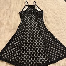 Guess Los Angeles Diamond Pattern Lined Dress Sz 6 Black Fit n Flare