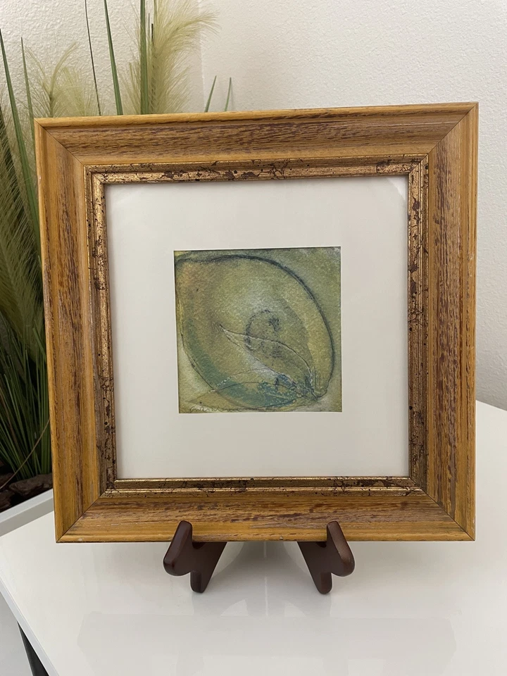 Juego de 3 acuarela abstracta firmada original con marco de madera Foto 2 de 4