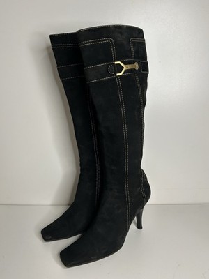 Louis Vuitton High Boots Suede Knees High Shoes Black 37 Eu 7,5 Us