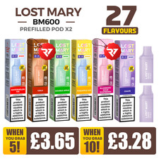 Lost Mary Bm600 Pods | Replacement Prefilled Refill | 20mg | 2ml | 2x Pods | UK