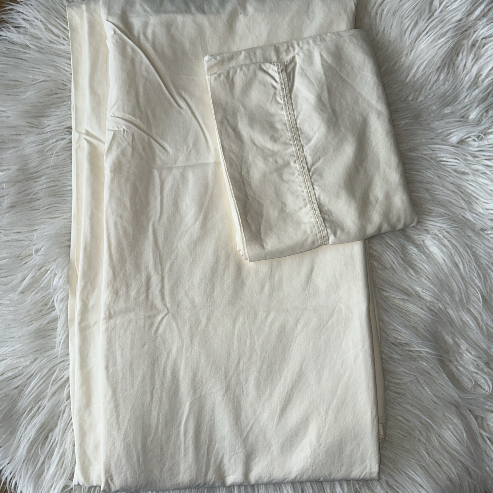 Wamsutta Pima Cotton King Sheet Ivory Cream 625TC, 1 Flat, 1 Pillow Case