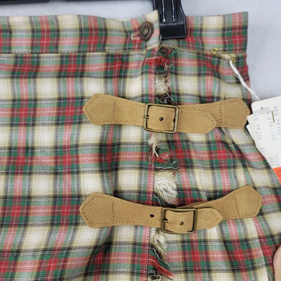 Falda midi plisada a cuadros escoceses de Susan Bristol talla 14P falda escocesa con flecos stock muerto EE. UU. Foto 2 de 4