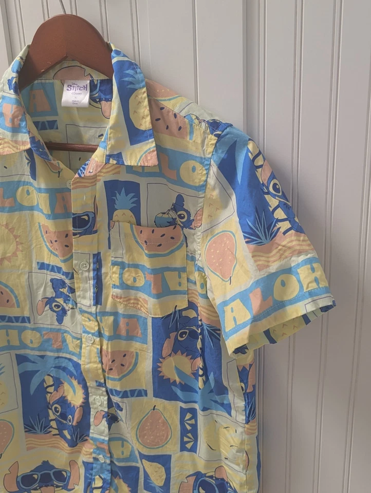 Boys' Stitch Woven Button-Up Shirt Aqua Green Size XL Fun Disney Lilo - Image 4 of 4