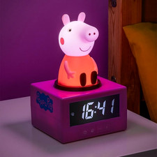 OFFICIAL Peppa Pig Alarm Clock Pink Night LIGHT Music Snooze Boxed Kids Gift