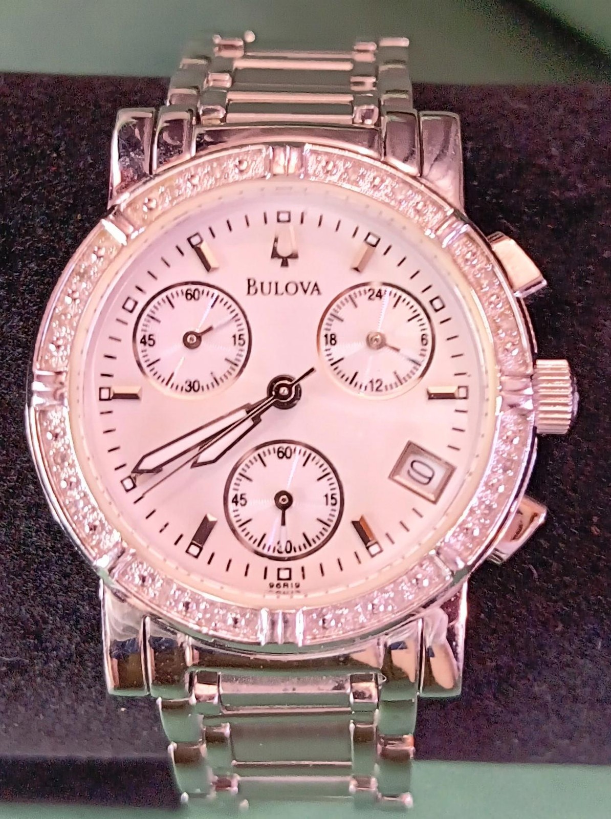Stylish Bulova Chronograph Watch with 20 Crystal Accents