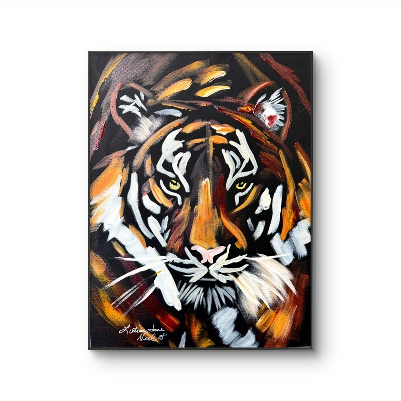 Tiger  16"x12"  Abstract Expressionsim Tiger Original Design Home Art Canvas