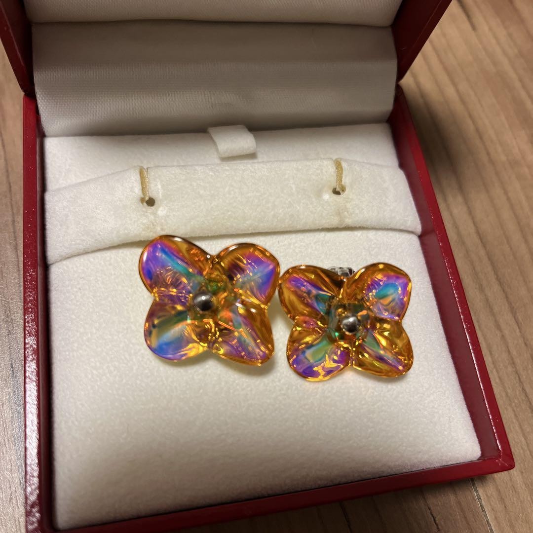 Baccarat Hortensia Flower Crystal Earrings Elegant Jewelry