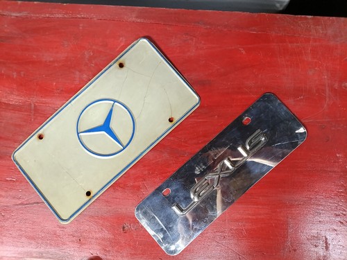 Vintage Mercedes-Benz Booster License Plate Benz plus a chrome Lexus  plate