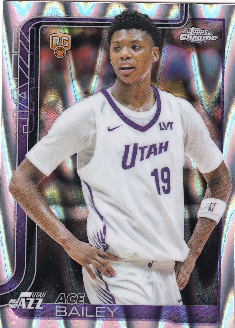 2025 Topps Chrome Ace Bailey RC Wave Refractor #255 Jazz
