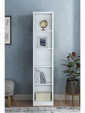 Metro Tall Bookcase White Storage Organiser Shelf Living Room Furniture