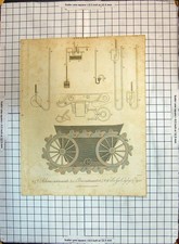 Antique Old Print Steam Engine Robisons Instruments Ure Instruments Cayley 20th