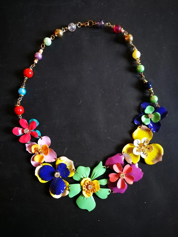 Collar gargantilla collar mujer joyería vintage collar de lujo metal perla pedrería Foto 2 de 4