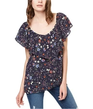 Sanctuary Clothing Womens Eva Printed Knit Blouse, blue, M