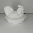 Vintage Westmoreland Milk Glass Rooster On Nest