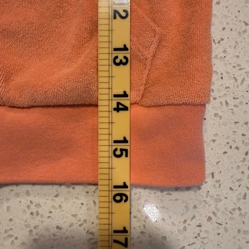 Juicy Couture Girls Velour Hoodie Sz 7 Y2K Cherry Bling Zip Up Peach Orange Logo - Picture 8 of 9